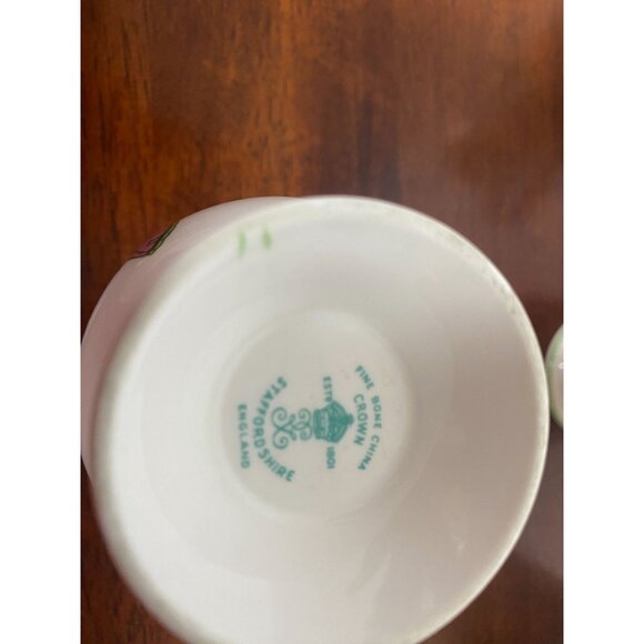 Crown Staffordshire Fine Bone China Butterfly Mugs (Qty. 4) - Picture 7 of 7